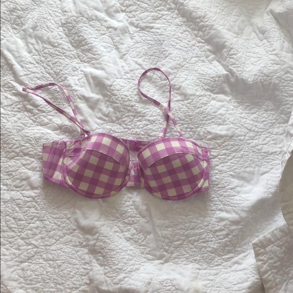 J Crew Pink Gingham Bikini Top